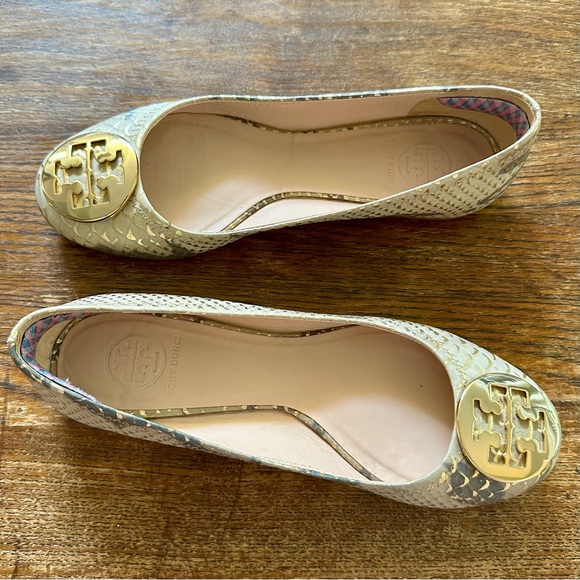 Tory Burch Reva Snake Skin Print Ballerina Flats Size 7 - Picture 4 of 11